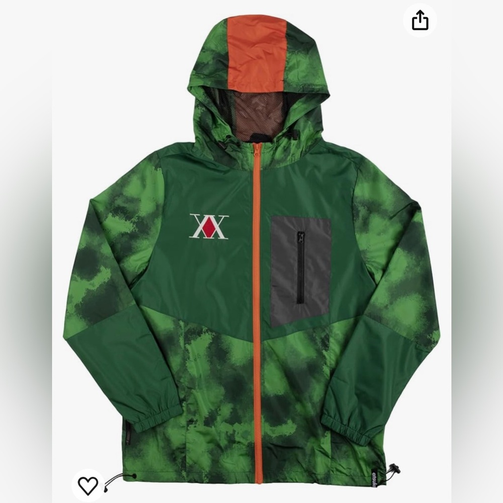 Hunter X Hunter Gon Freecss Long Sleeve Green Spray Paint Hooded Anorak Jacket
